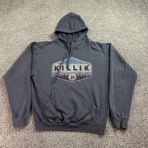 Killik Hoodie Mens Medium Gray Blue Alaska Outdoor Apparel Sweatshirt READ
